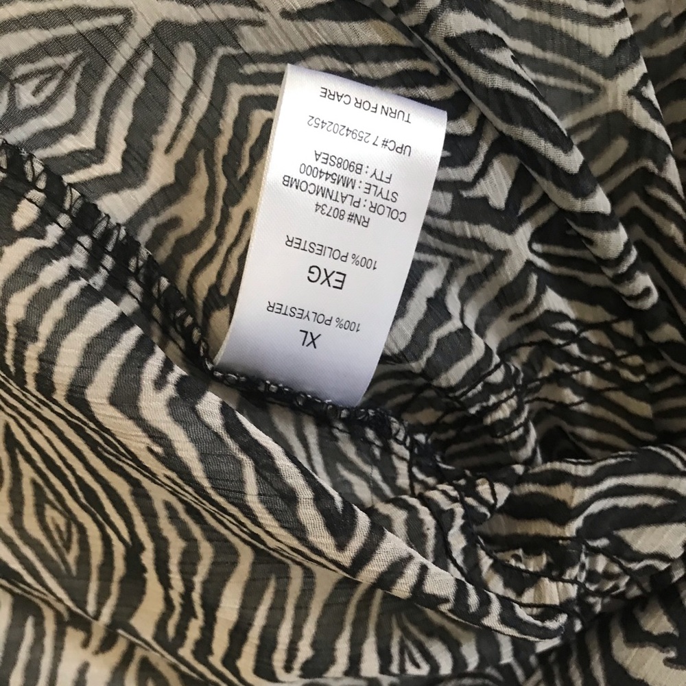 Zebra Print Sheer Ruffle Top - Picture 3 of 4
